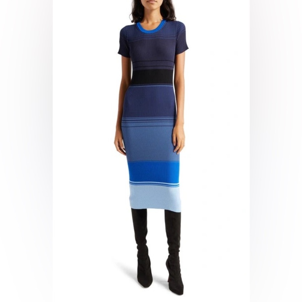 Staud Colorblock Rib Sweater Dress